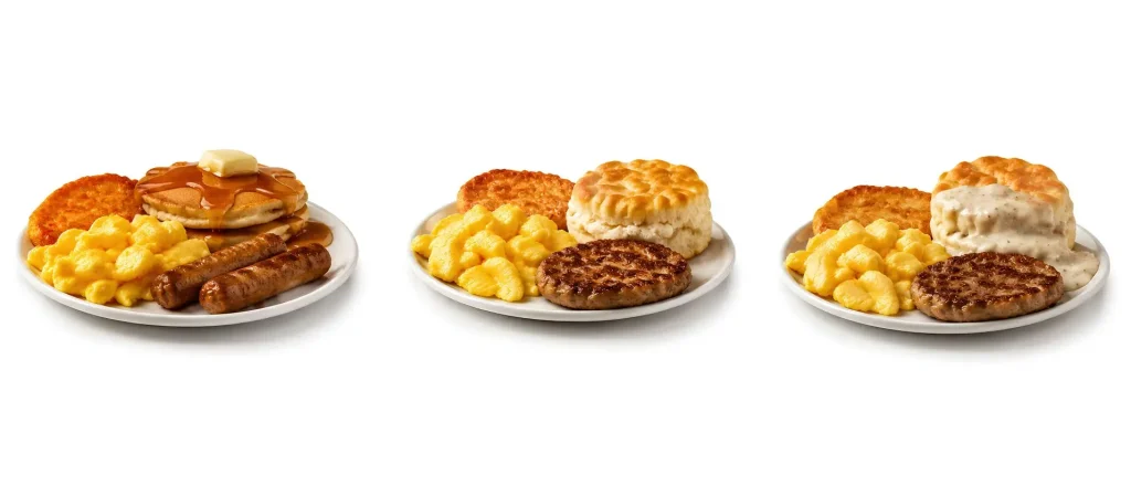 breakfast platters and hotcakes