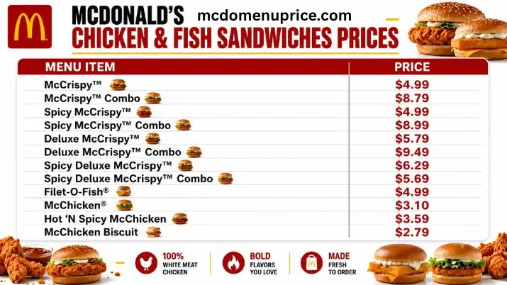 McDonald's Menu With Prices mcdonald's chicken sandwich & Fish Sandwiches menu with price