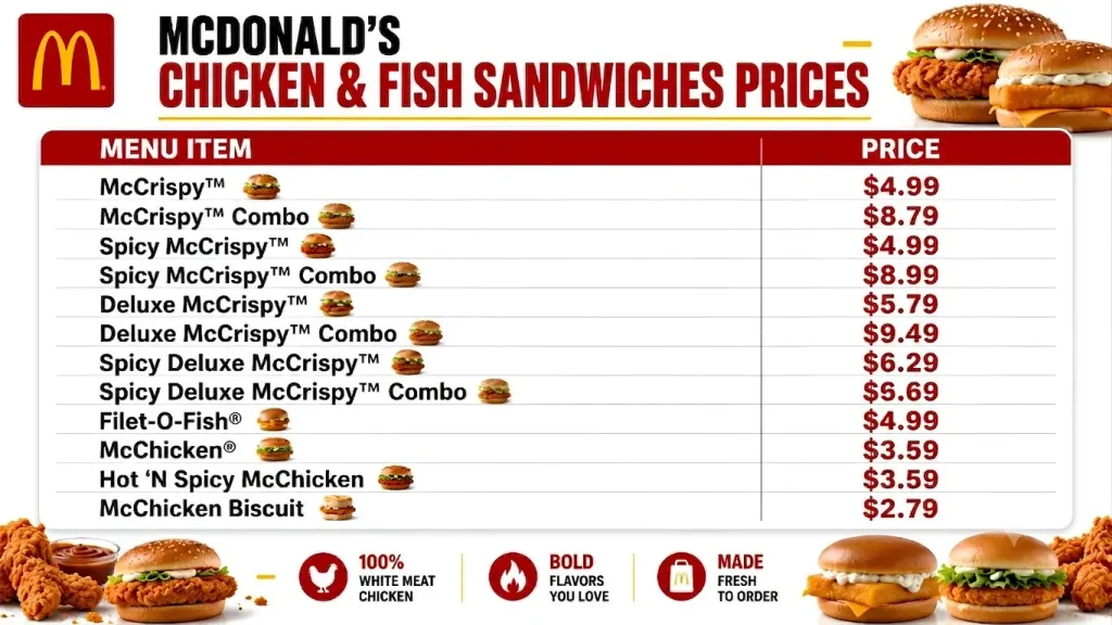McDonald's Menu With Prices mcdonalds chicken and fish sandwiches prices
