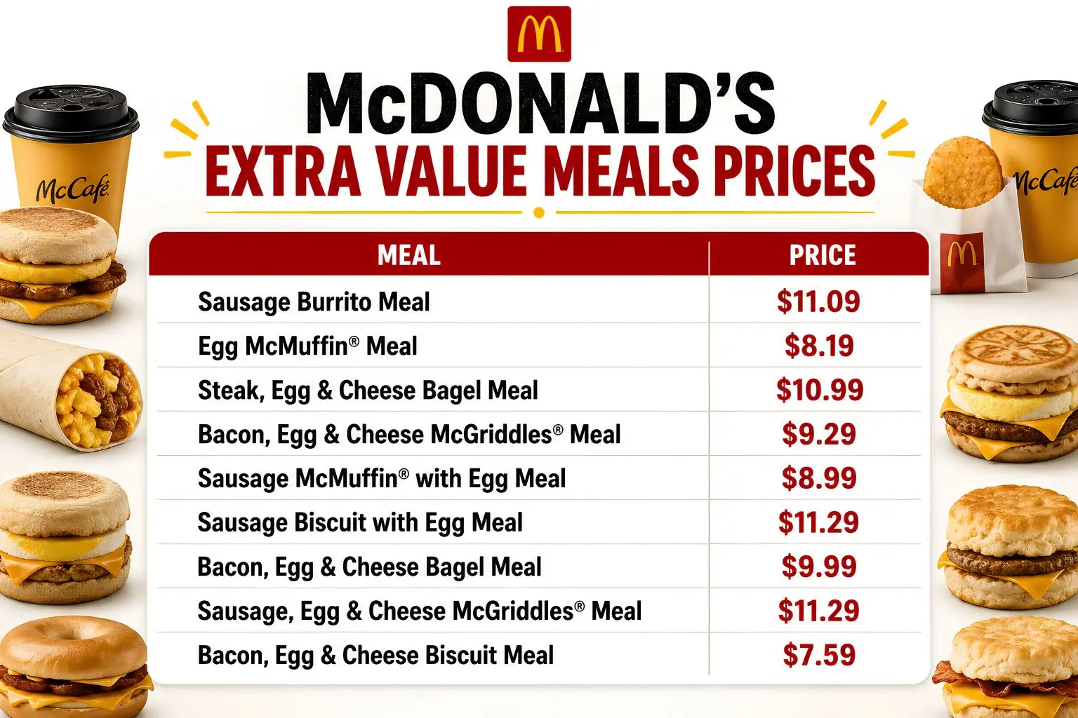 McDonald's Menu With Prices mcdonald's extra value meals prices