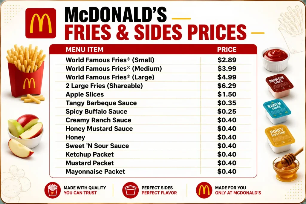McDonald's Menu With Prices mcdonalds fries and sides prices