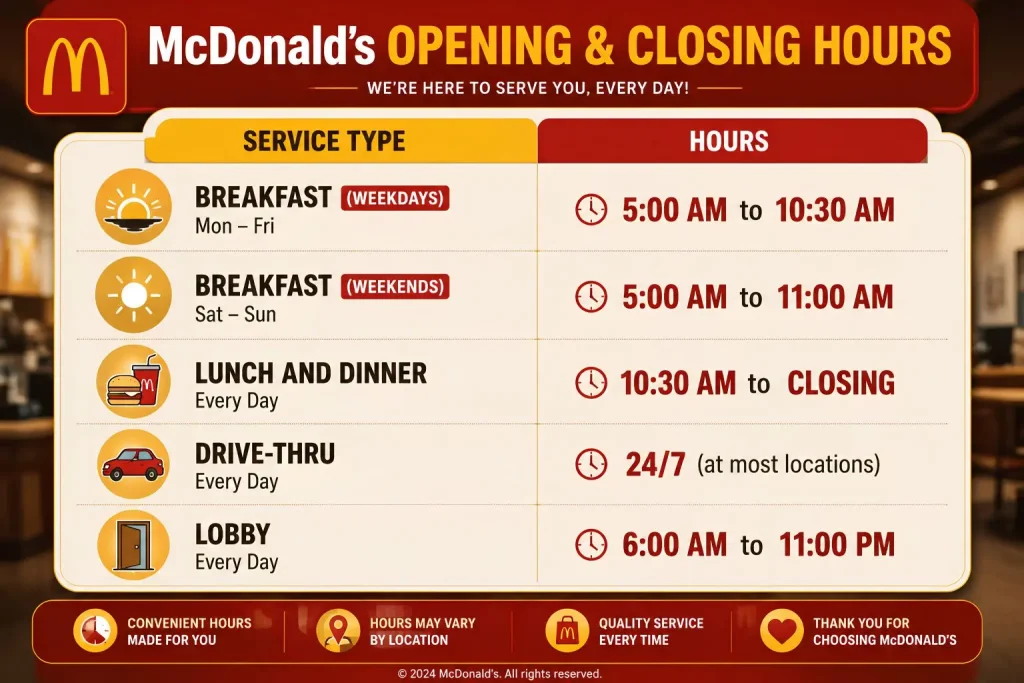 McDonald's Menu With Prices mcdonalds hours what time does mcdonalds open and close