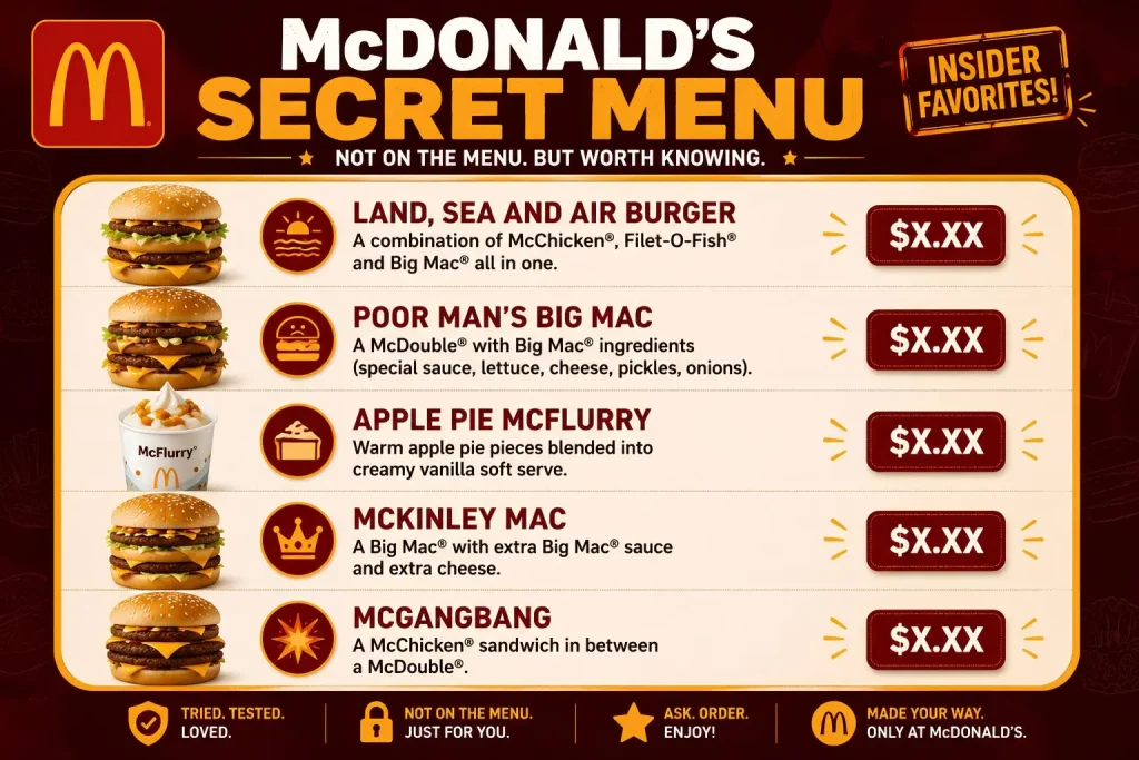McDonald's Menu With Prices mcdonalds secret menu