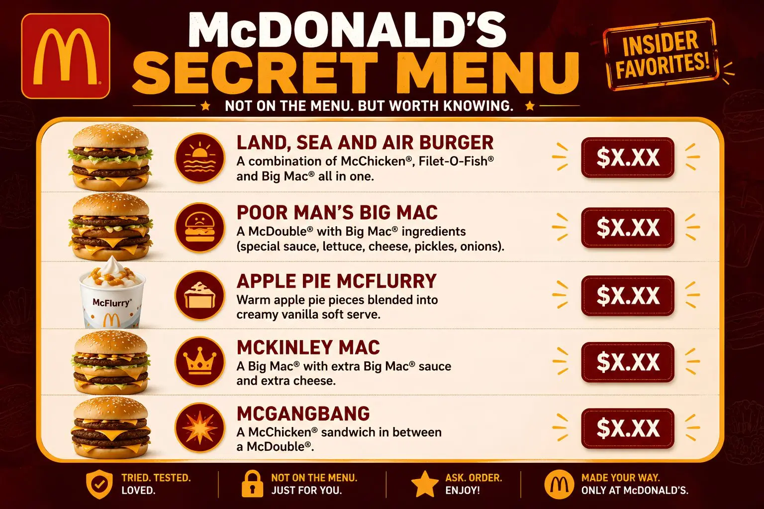 McDonald's Menu With Prices McDonald's Secret Menu