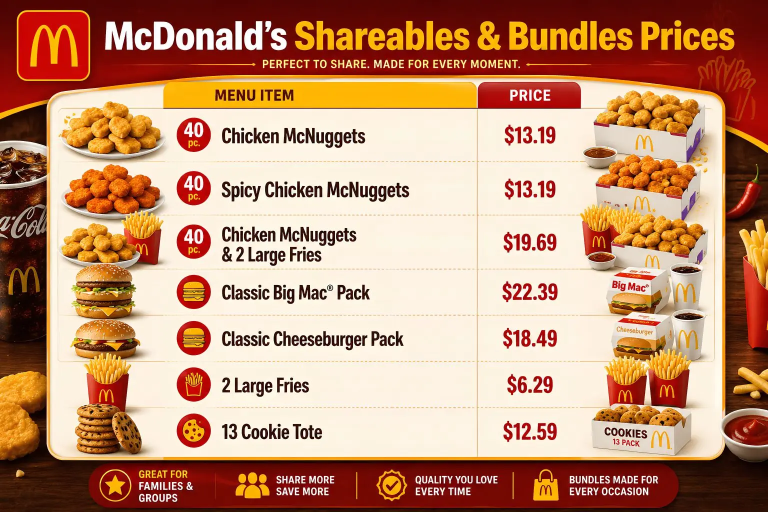 McDonald's Menu With Prices mcdonald's shareable meals & bundles prices