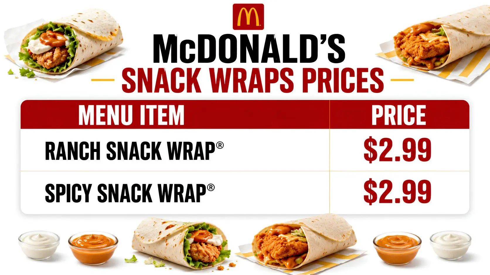 McDonald's Menu With Prices mcdonald's snack wrap price
