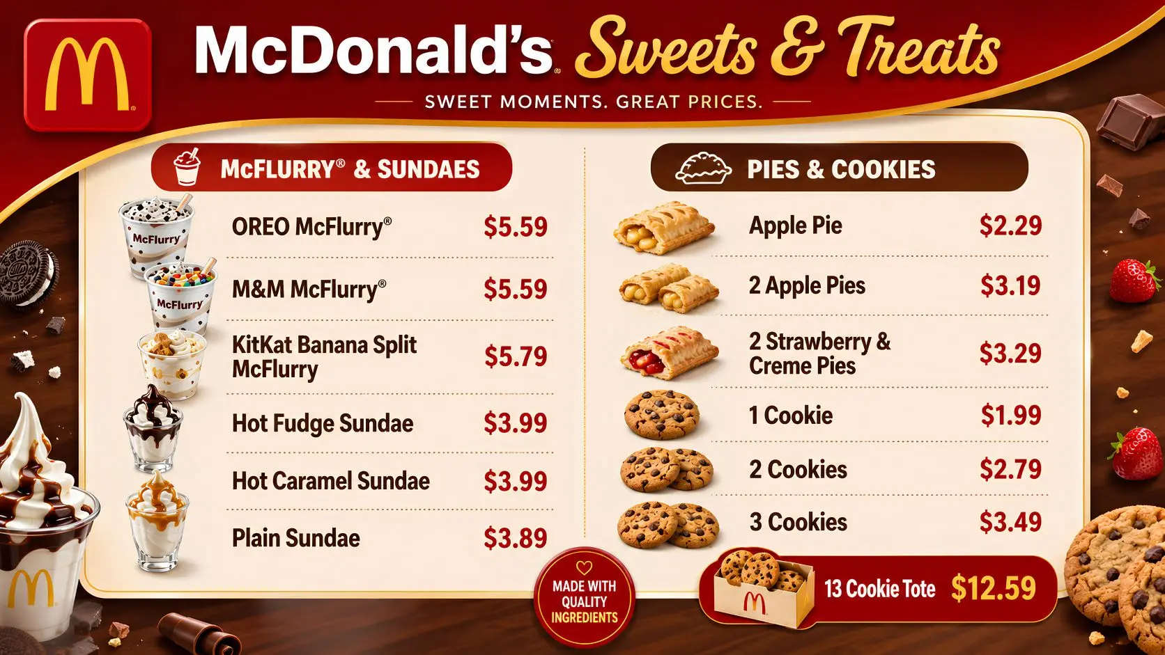 McDonald's Menu With Prices McDonald’s Sweets & Treats Prices